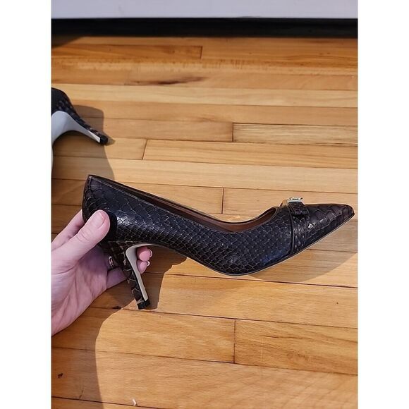 Cole Haan Grand OS Signature Brown Patent Leather High Heel Pump Size 7 B Snake - Picture 10 of 13